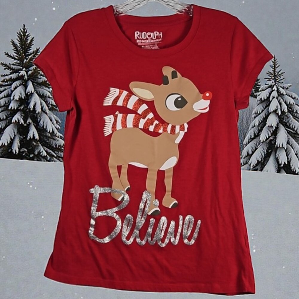 Rudolph the Red-Nosed Reindeer Juniors XL (15-17) Glitter Believe T15